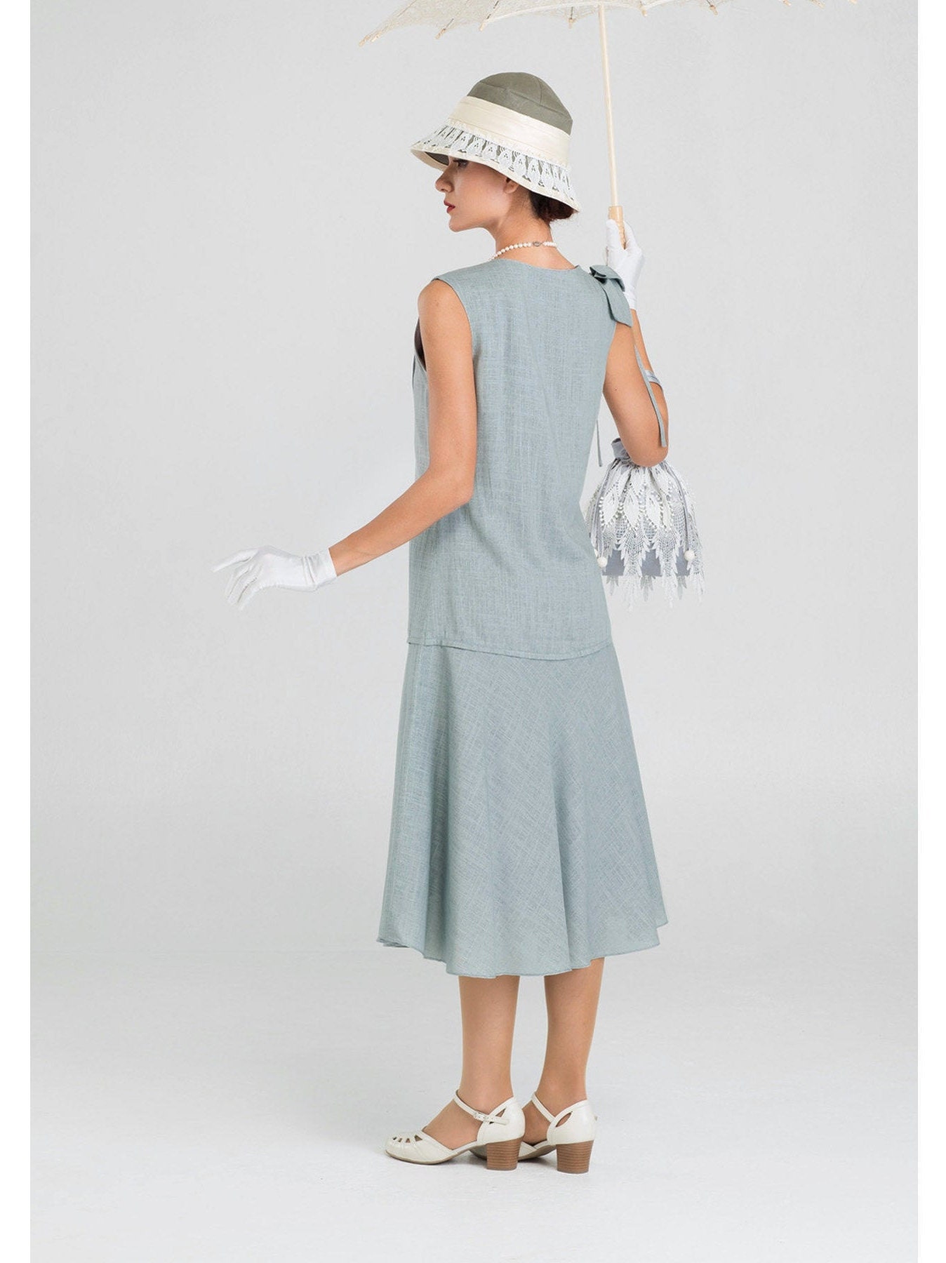 Linen Great Gatsby Party Dress in Grey 1920s Flapper Dress | Etsy UK