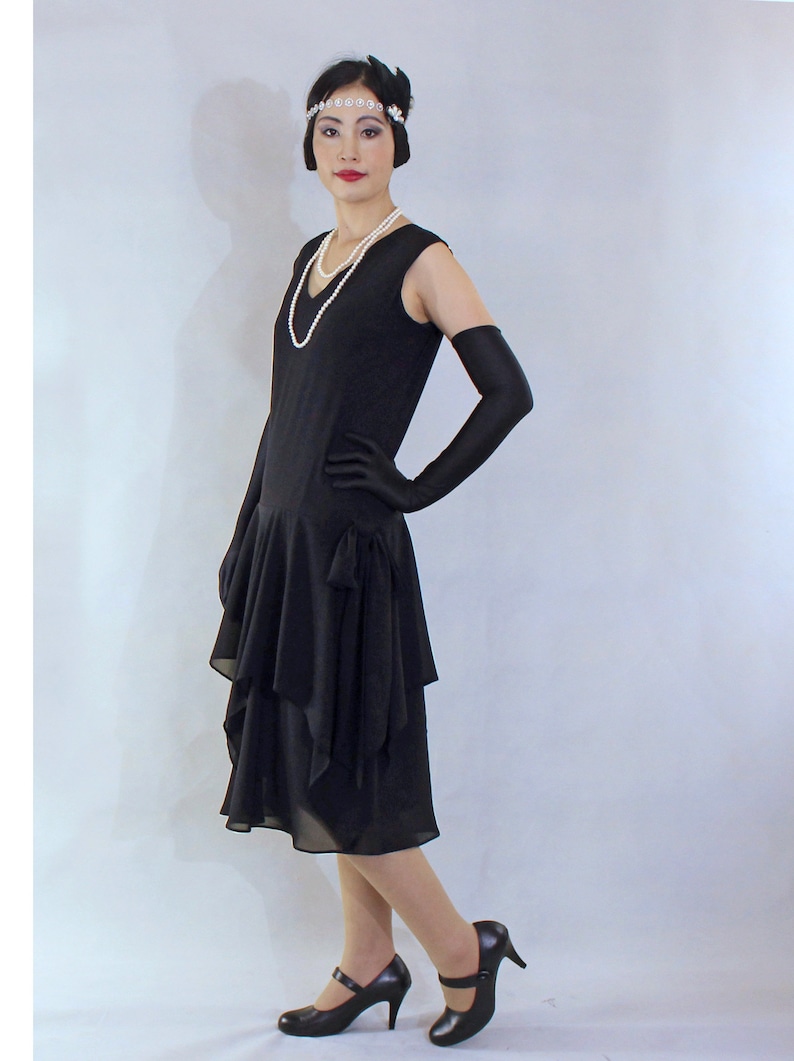 Black 1920s Dress With Handkerchief Skirt Black 20s Dress - Etsy