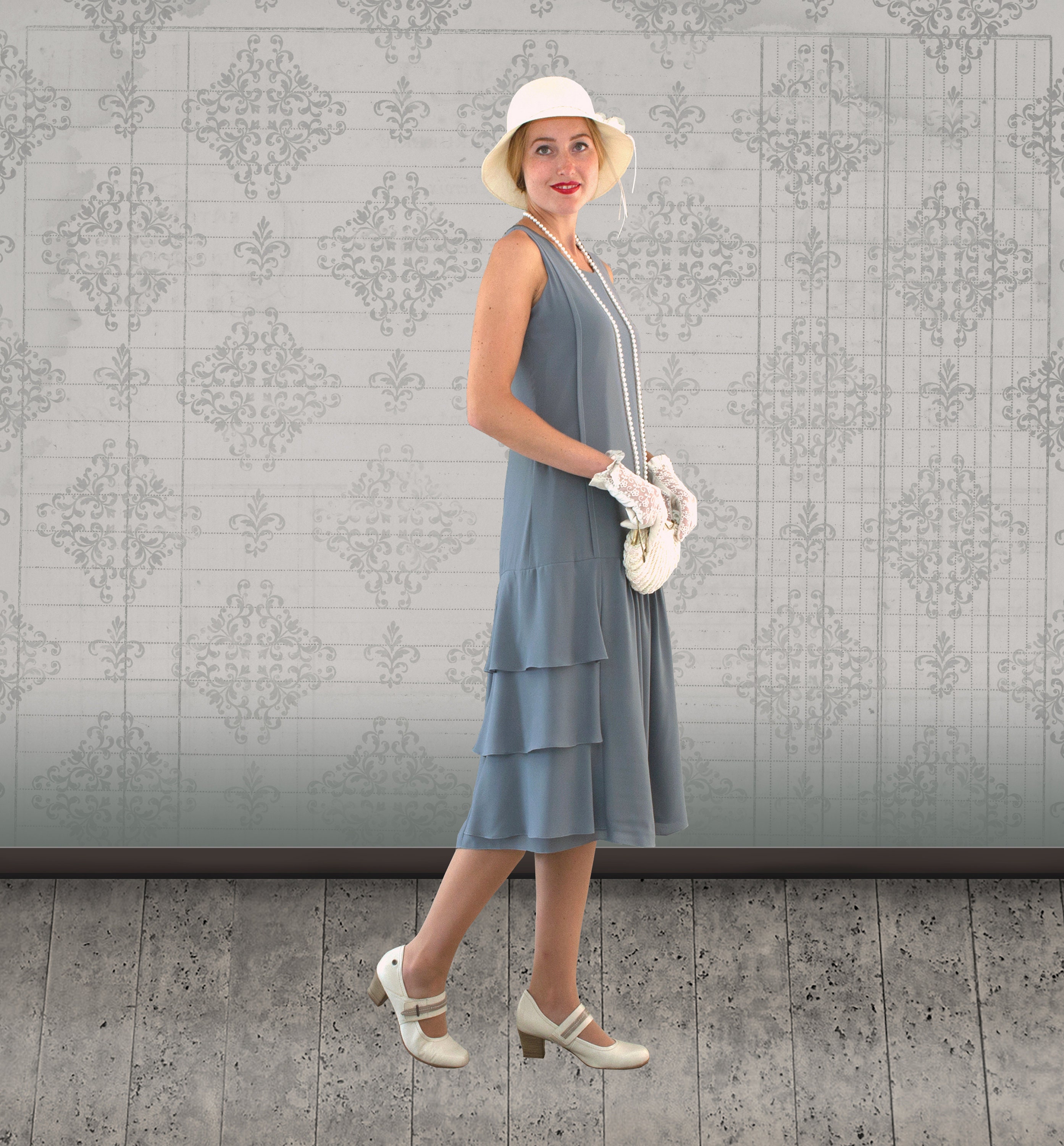 Grey Drop Waist Dress With Tiered Skirt Great Gatsby Party - Etsy