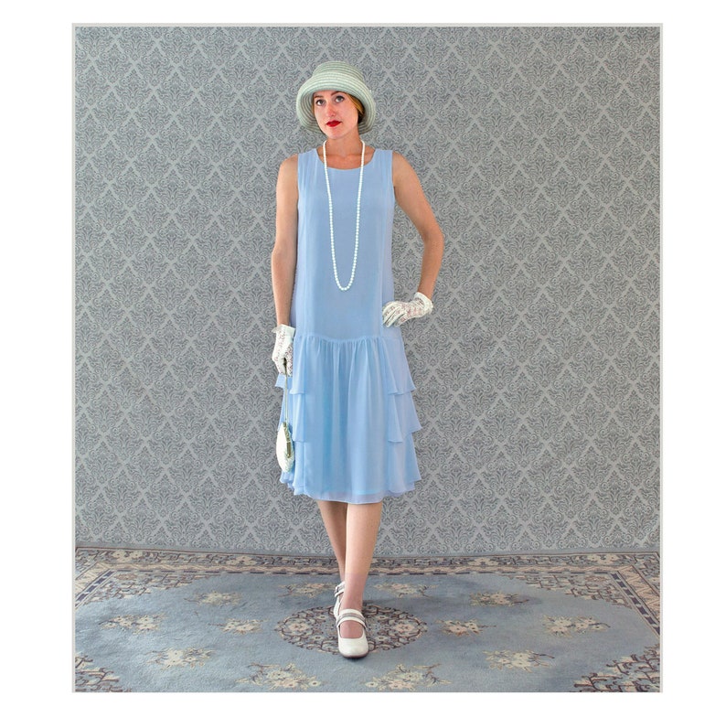 Blue Roaring 20s Dress With Tiered Skirt Great Gatsby Tea - Etsy