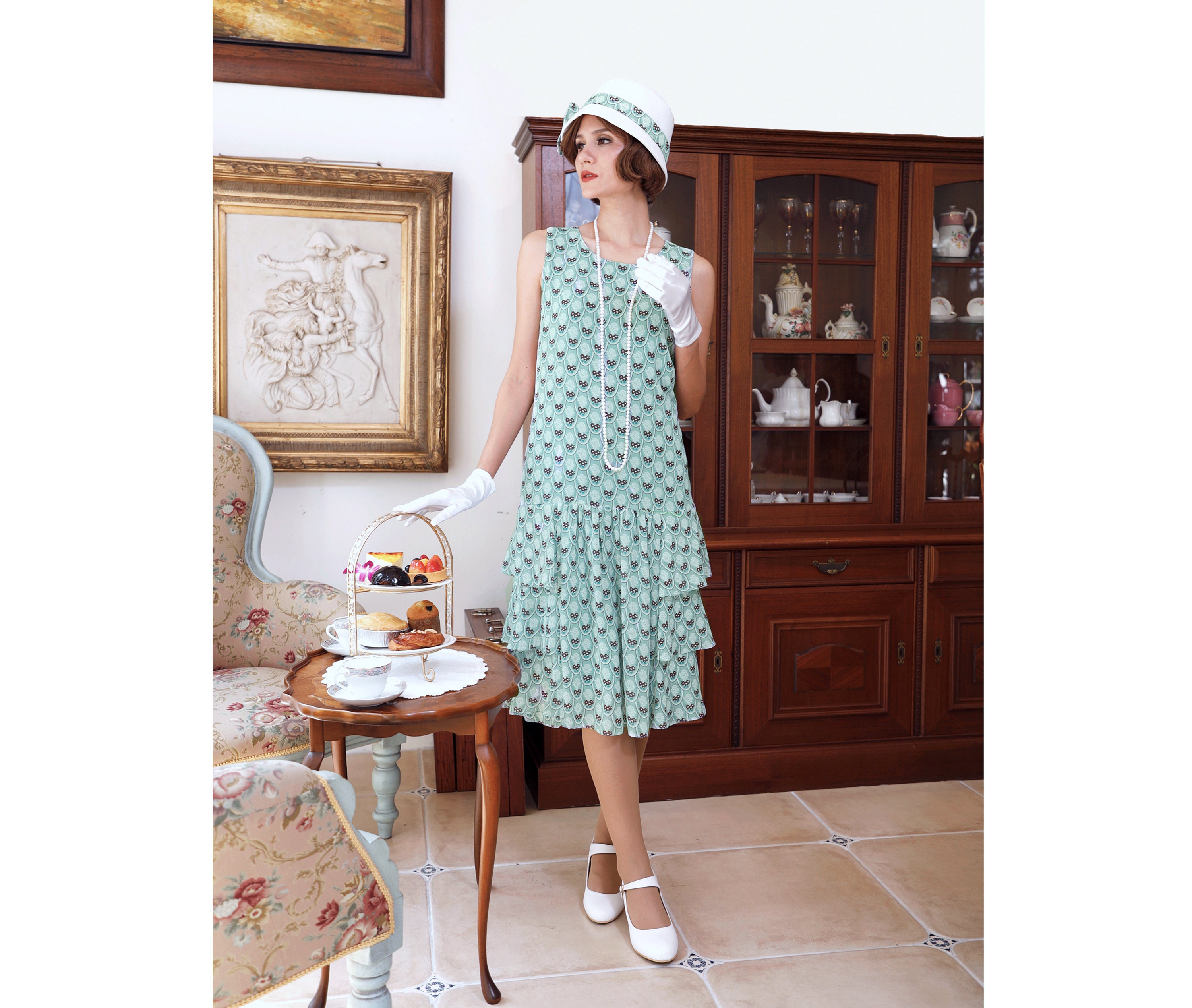 green art deco dress