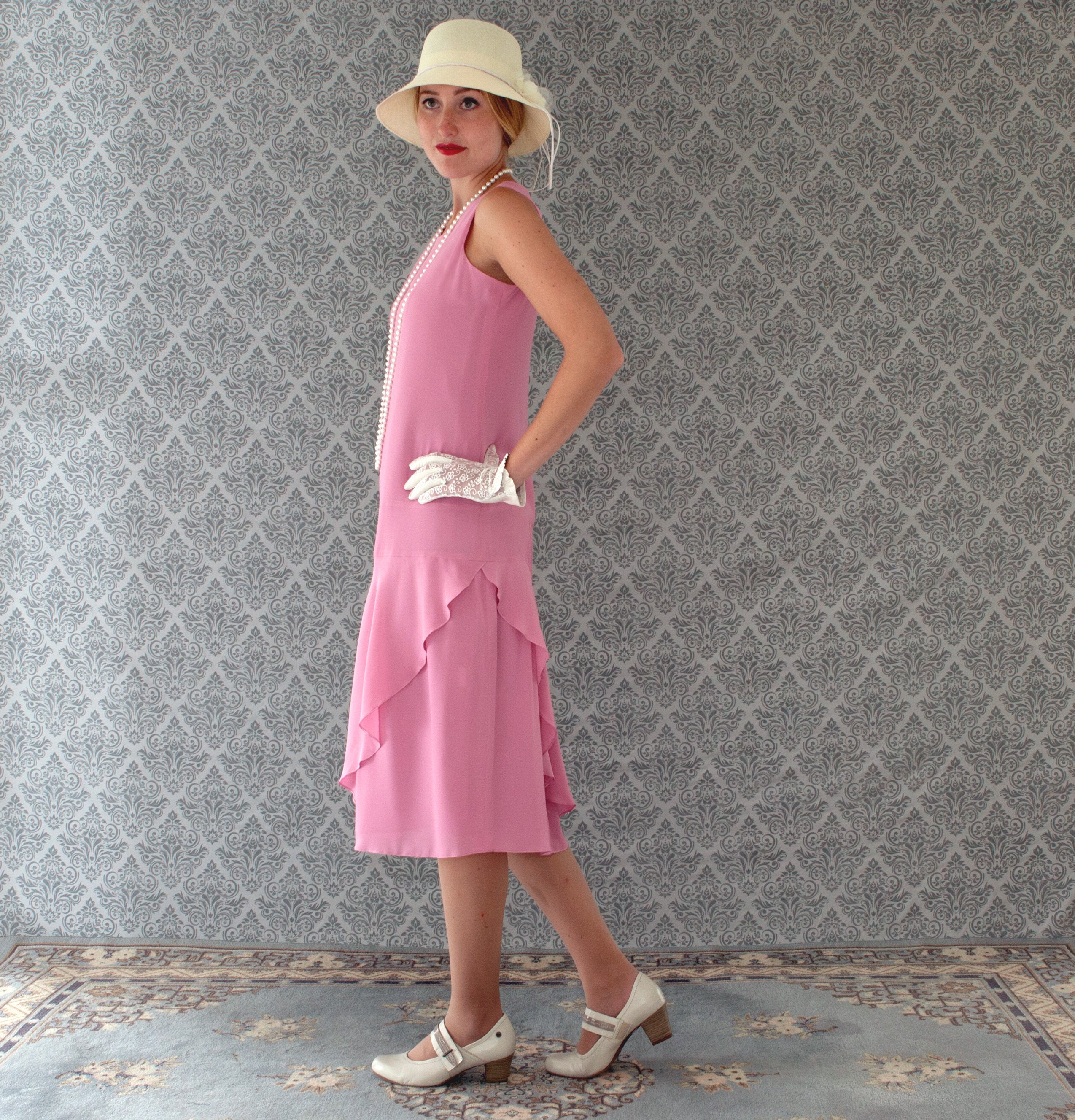 Flapper Dress in Orchid Pink With a Rufled Skirt Etsy