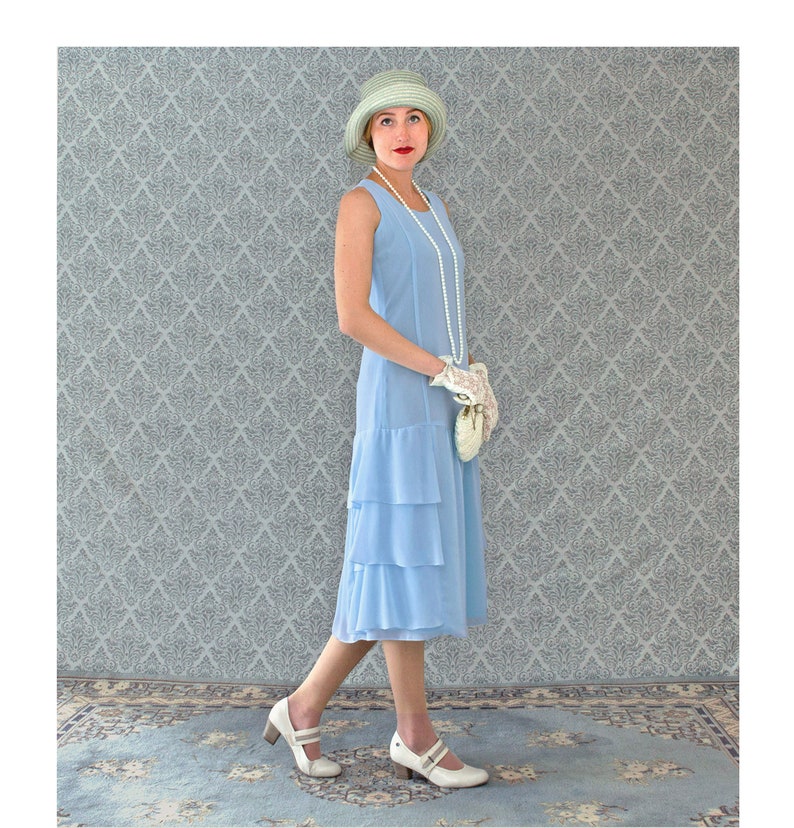 Blue Roaring 20s Dress With Tiered Skirt Great Gatsby Tea - Etsy