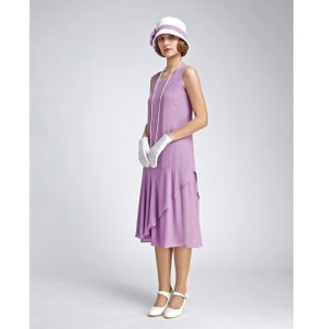 Lavender Crepe Georgette Dress 1920s Drop Waist Style With a Ruffled ...