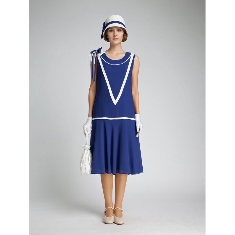 Dark Blue White Bow Dress