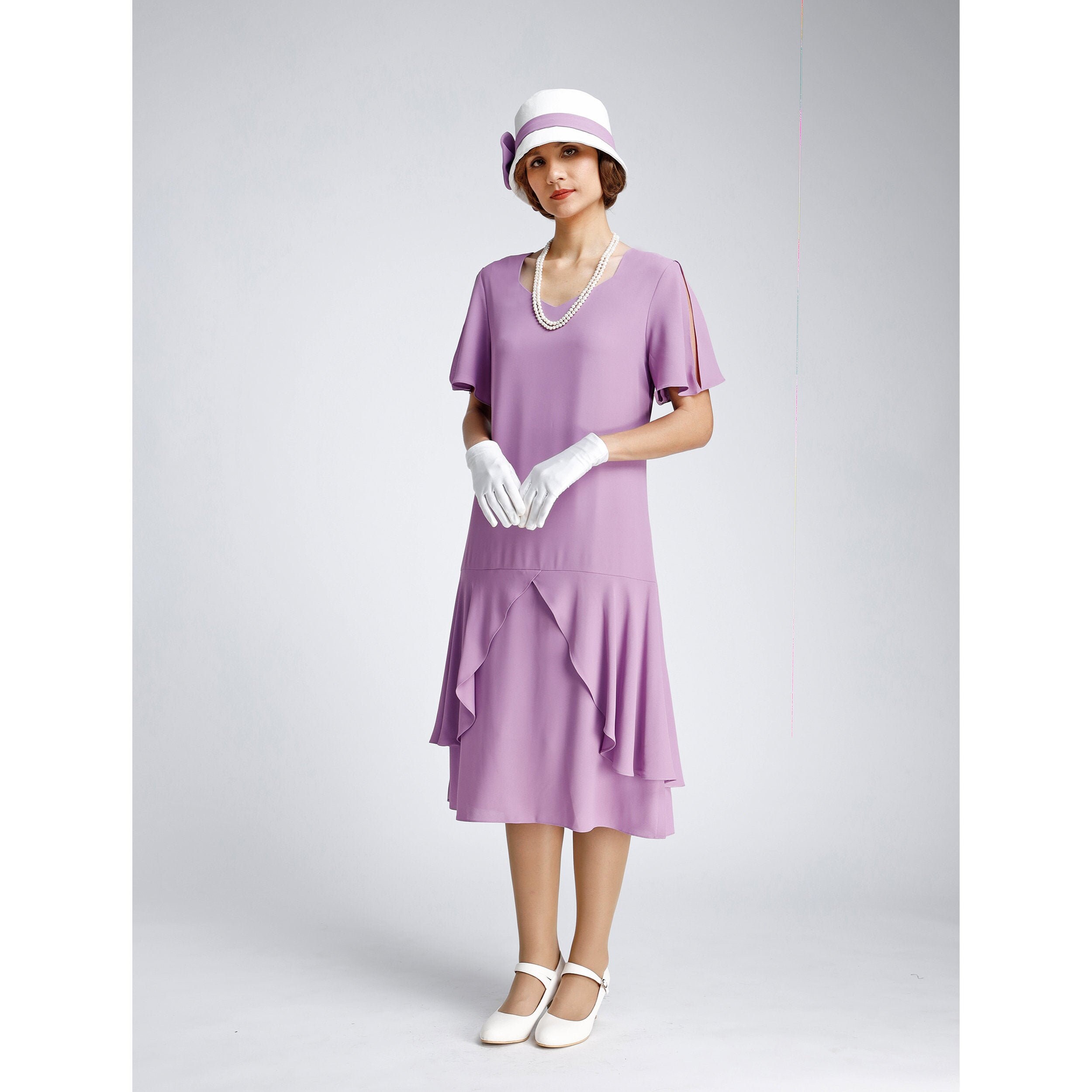 1920s Great Gatsby Dress in Lavender 