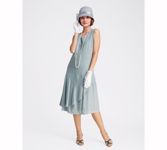 1920s Dress in Grey Linen With a 