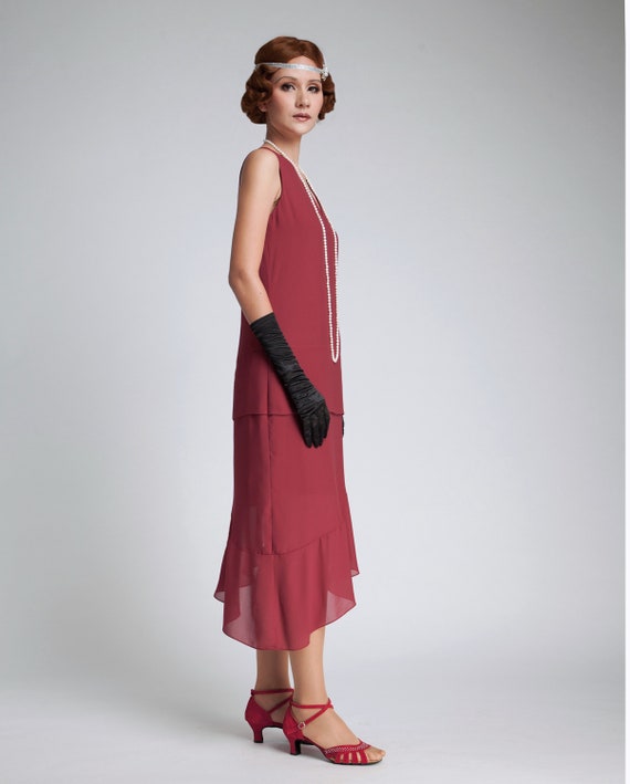 maroon flapper dress