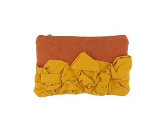 Kleine Boho-Reißverschlusstasche mit Rüschen, Bunte Make-up-Tasche mit Reißverschluss, Mini-Reisetasche Geschenk für Tweens, Kleine Kulturtasche für sie