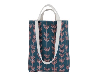 Große blaue Sommer-Einkaufstasche mit Blumenmuster, umweltfreundliche wiederverwendbare Bauernmarkttasche für Blumenliebhaber, süße Geschenkidee für Pflanzenliebhaber