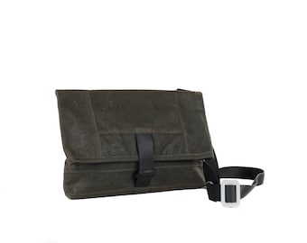 Waxed Canvas Cross Body Bag, Small Vegan Crossbody Bag, Fold Over Purse, Shoulder Bag Canvas, Foldover Crossbody Bag, Wax Canvas Purse