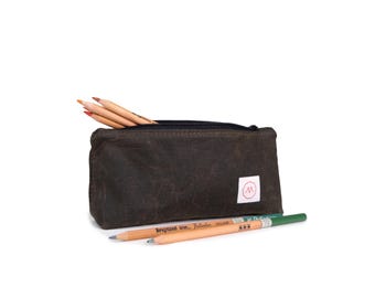 Waxed Canvas Writer's Pencil Case, Compact Pen Holder for Journaling, Art & Travel