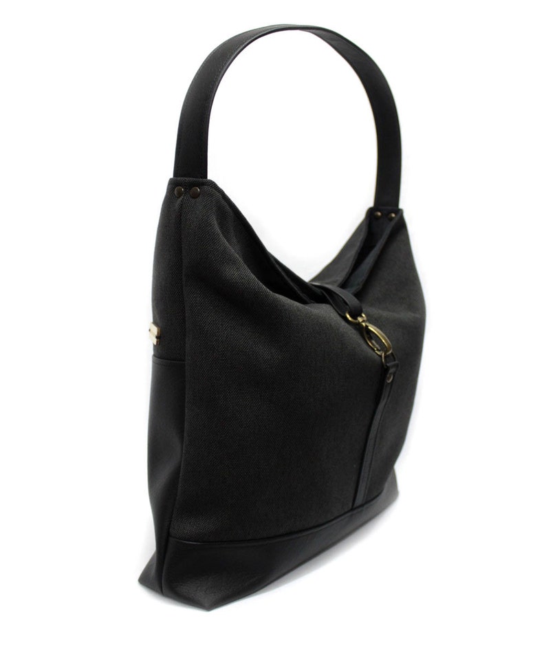 Black Hobo Bag Vegan Work Tote Bag Large Vegan Handbag Etsy