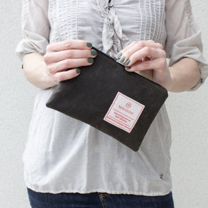 Kleine Kosmetiktasche aus gewachster Canvas, Kulturtasche, Wasserfestes Reisezubehör, Handtaschen-Organizer-Utensilo-Beutel, Minimalistische Brieftasche