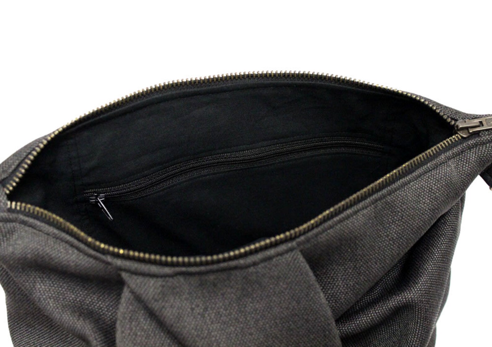 Black Edgy Crossbody Bag With Vegan Leather Accents Etsy