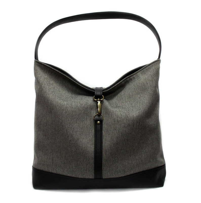Slouchy Hobo Bag Vegan Handbag Large Shoulder Bag Gray Hobo Etsy