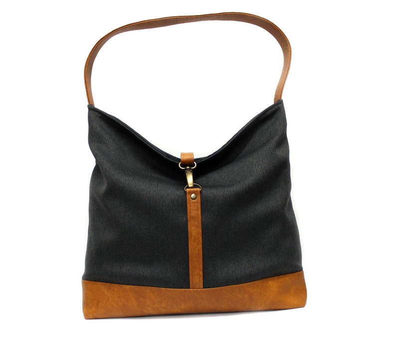 Black Hobo Bag Vegan Work Tote Bag Large Vegan Handbag Etsy