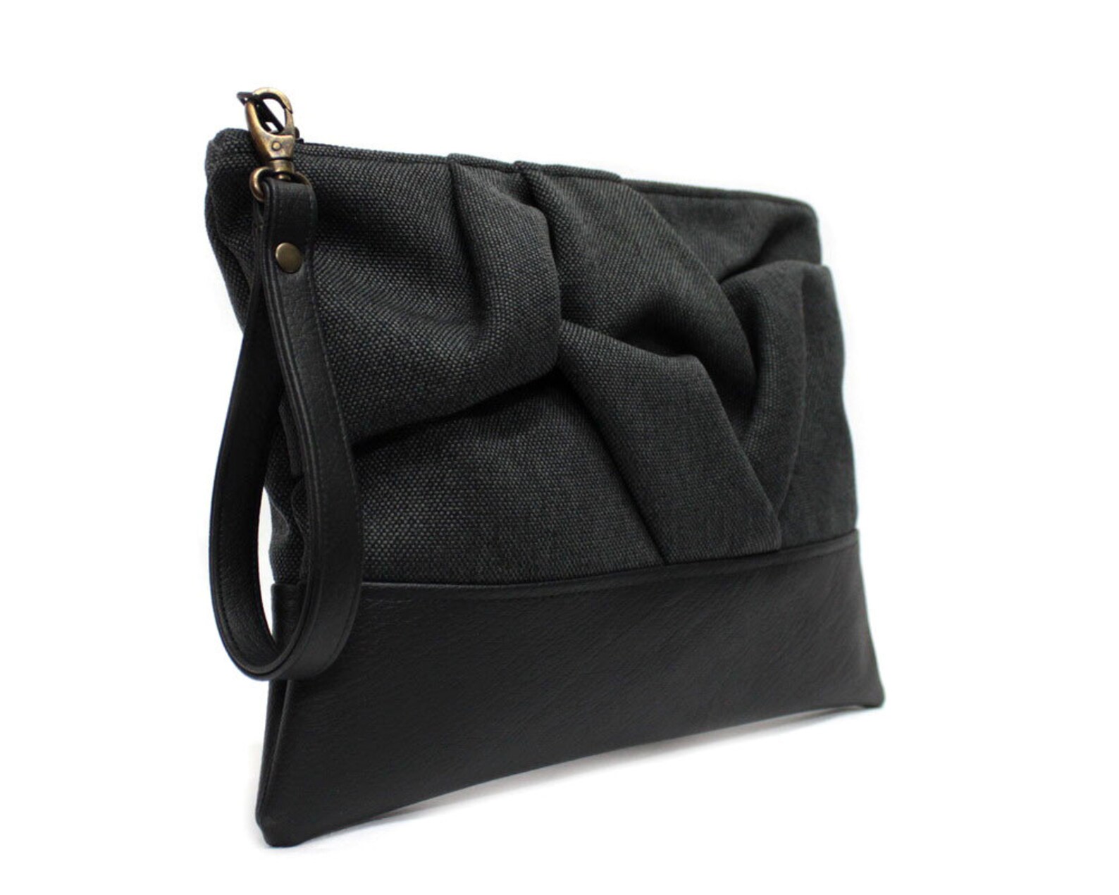 Black Clutch Purse Vegan Boho Clutch Bag Wristlet Clutch Etsy