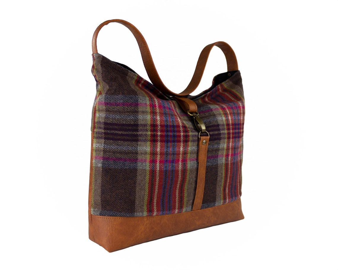 brown plaid handbag