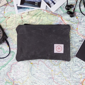 Kleiner Beutel aus gewachstem Canvas für Herren, Wasserfester Kulturbeutel, Minimalistischer Münzbeutel für Herren, Reise-Miniatur-Täschchen für Kabel