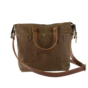 Bolso bandolera de lona encerada para mujer, bolso tote minimalista resistente al agua con bolsillos y correa de cuero
