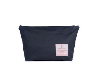 Extra large waxed canvas toiletry bag for men, Travel gift for father's day