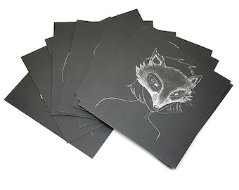 Animal Masquerade Postcard Prints – Scratchboard Animal Masks, Set of 13