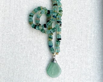 Ancient Roman Glass Beaded Hand Knotted Necklace, Boho Handmade One of a Kind Necklace