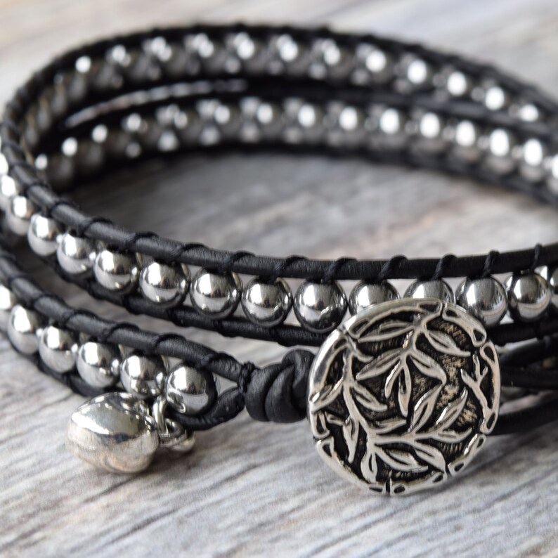 Silver Wrap Bracelet Wrap Bracelet Black Wrap Bracelet Etsy