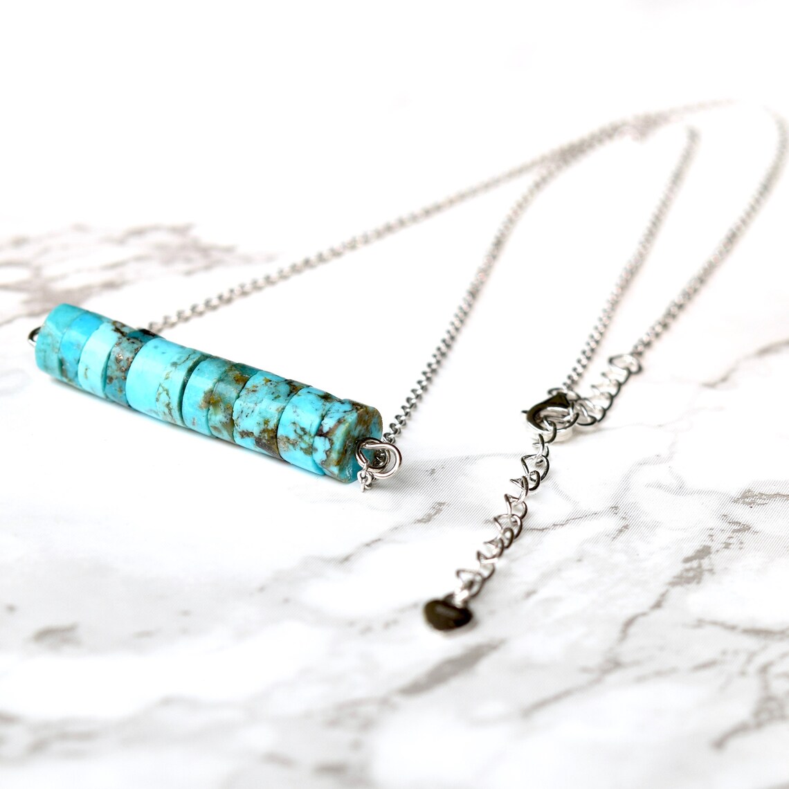 Turquoise Necklace Turquoise Bar Necklace Silver Turquoise Etsy Singapore