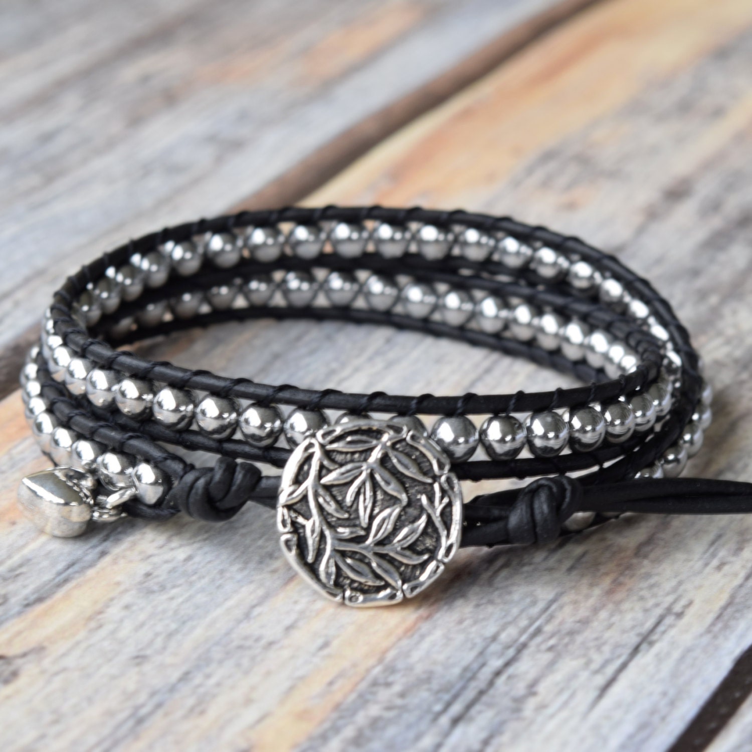 Silver Wrap Bracelet Wrap Bracelet Black Wrap Bracelet Etsy