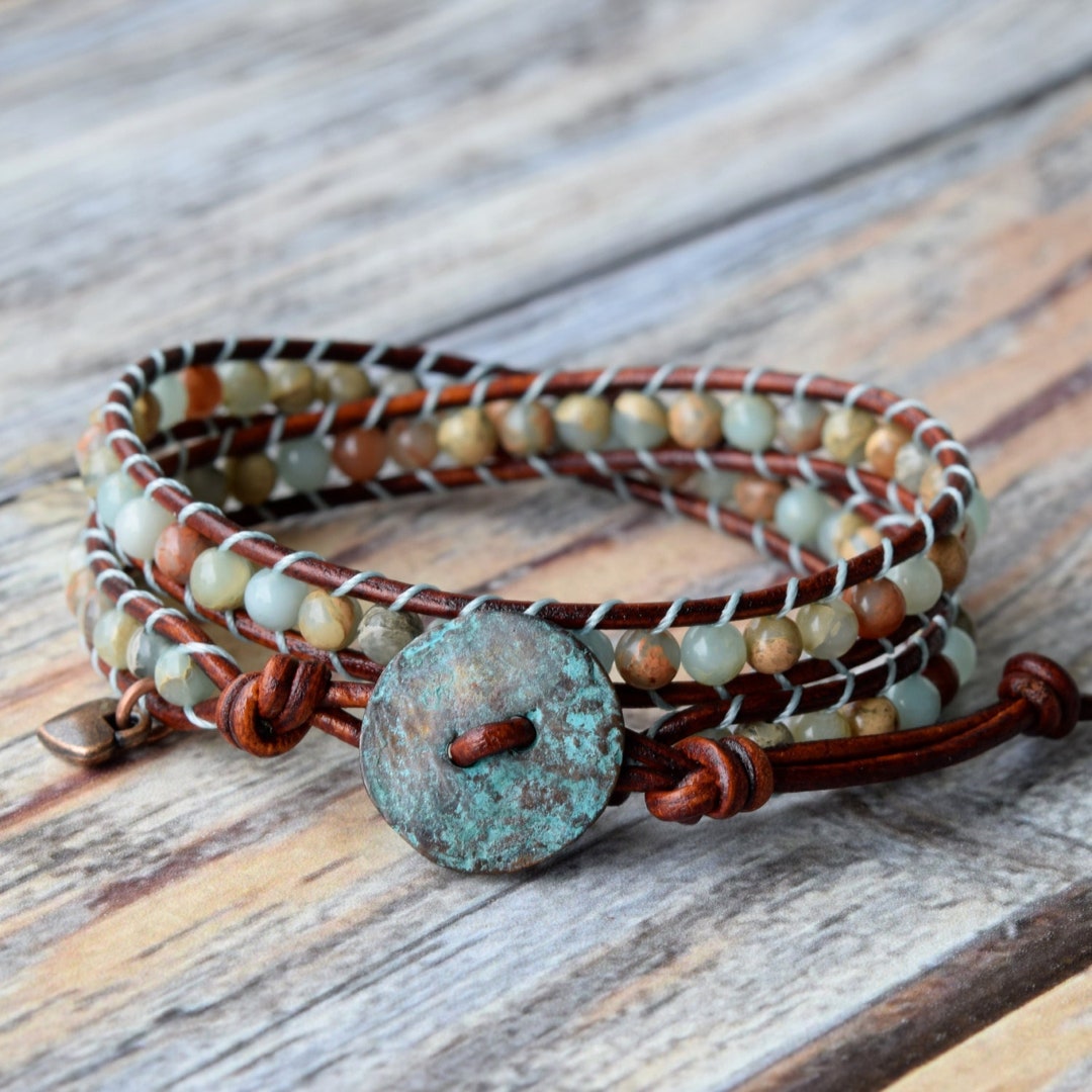 Woven Aqua Terra Beaded Bracelet