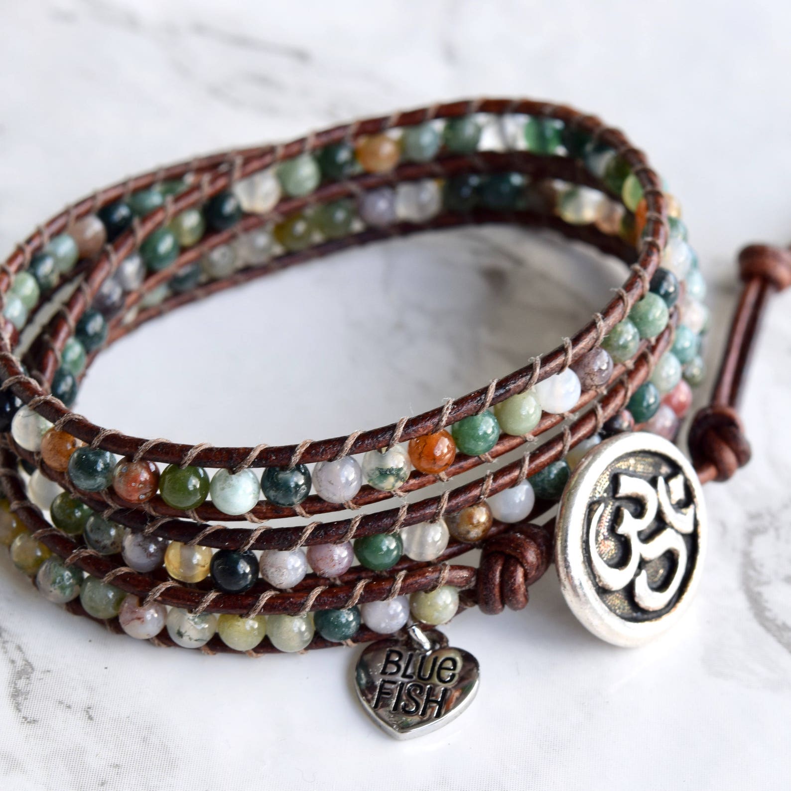 Ohm Wrap Bracelet Yoga Wrap Bracelet Jasper GemstonesYoga Etsy