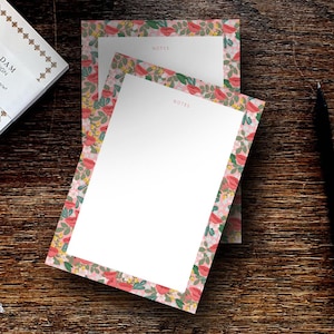 Bloc de notas para hacer lista de compras flores en blanco, bloc de notas A6, regalo del Día de la Madre, regalo para jardinero, decoración del diario del planificador, útiles escolares