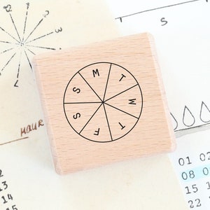 Planer Stempel Woche Kalender, Zeitstempel Zeitmanagement Produktivität, Terminstempel und als Habit Tracker im Journal, Holzstempel