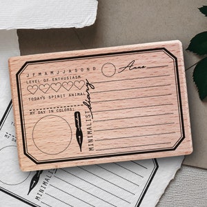 Stempel - kalender met stemmingstracker voor planner en dagboek, dagboekstempel, eeuwigdurend - minimalistisch dagboek