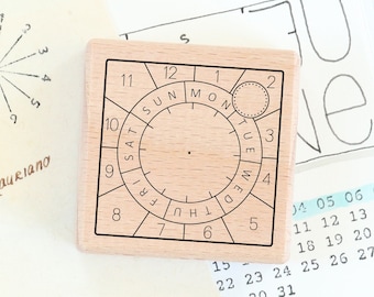 Sello - Calendario con Cubo de Reloj, sello de fecha perpetua para todos los días, muestra el día de la semana, el mes, el reloj