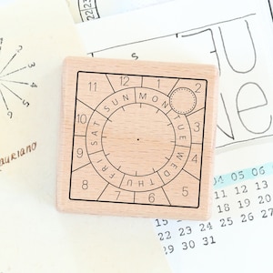 Stempel - Kalender mit Uhr Würfel, immerwährender Datumstempel für jeden Tag, zeigt Wochentag, Monat, Uhr