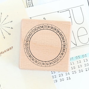 Monat Stempel Kalender Planer Monatszahlen, Jahreskalender Einladungen, Datumsstempel für Journal, Zyklus Habit Goal Tracker Holzstempel