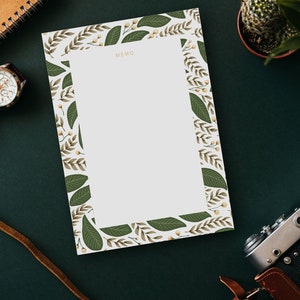 Bloc de notas para hacer lista de compras flores en blanco, bloc de notas A6, regalo del Día de la Madre, regalo para jardinero, decoración del diario del planificador, útiles escolares
