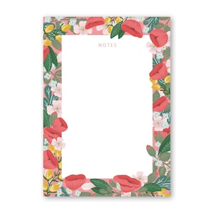 Bloc de notas para hacer lista de compras flores en blanco, bloc de notas A6, regalo del Día de la Madre, regalo para jardinero, decoración del diario del planificador, útiles escolares