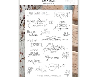 Clear stamp set positive words journal affirmation gratitude mental health,stamp self-care diary, wellness journal, growth stamps