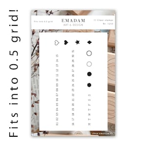 Clear Stamps Set Kalender Monatszahlen, horizontal für 0.5 Raster, ewiger Datumsstempel, Habit Tracker Silikonstempel Bujo Zubehör Journal