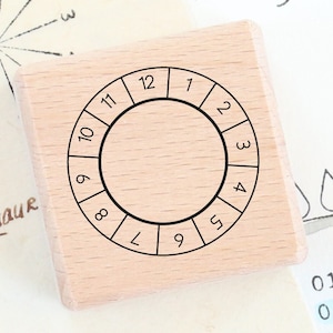 Stempel Uhr für Planer, Kalender Termine Zeitmanagement Produktivität Holzstempel, Stundenstempel Monatsstempel, Jahresstempel Habit Tracker