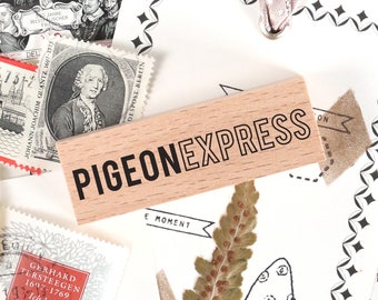 Rubber stamp - snailmail stamp, envelope stamp, mail stamp, penpal stamp, address stamp - PIGEON EXPRESS