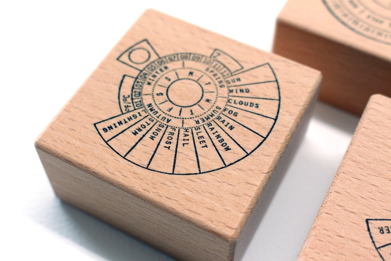 Rubber stamp Perpetual weather circle perpetual calendar Etsy
