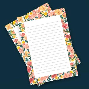 Bloc de notas floral A5, lista de tareas, lista de compras, bloc de notas, papelería, escribir cartas, regalo para mujeres, papel ecológico sostenible