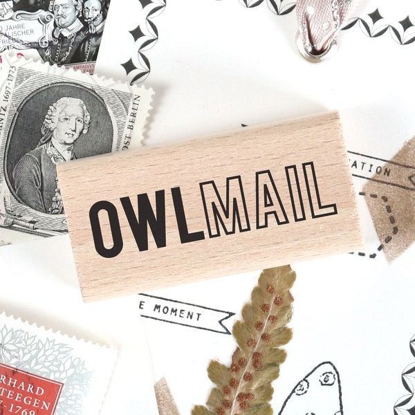 Rubber stamp - snailmail stamp, envelope stamp, mail stamp, penpal stamp, address stamp - OWL MAIL