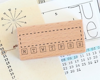 Sello semanal, sello de calendario, rastreador de hábitos/objetivos, sello de cita perpetua para planificadores, diarios con viñetas, diarios, sello de fecha para invitaciones.