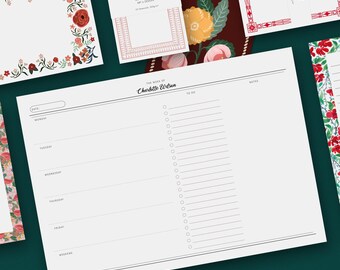 Bloc de notas A4 personalizado para agenda semanal, lista de tareas en alemán e inglés, bloc de escritorio, agenda diaria, planificador de citas, regalo